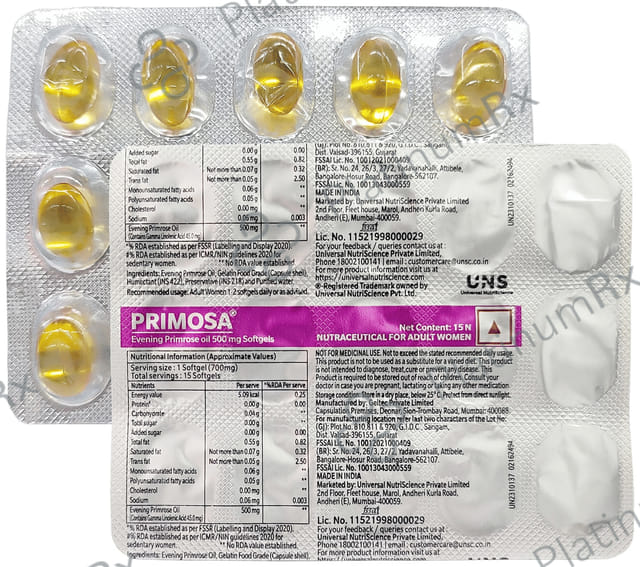 Primosa 500mg Evening Primrose Oil Capsule 15s