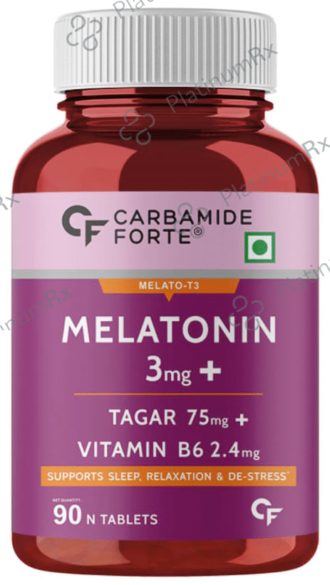 Carbamide Forte Melatonin 3mg+ - With Tagar & Vitamin B6 for Sleep, Relaxation & De-Stress - Tablet