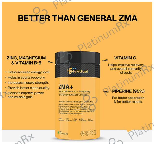 MyFitFuel ZMA+ with Vitamin C & Piperine Tablet 180 tablets
