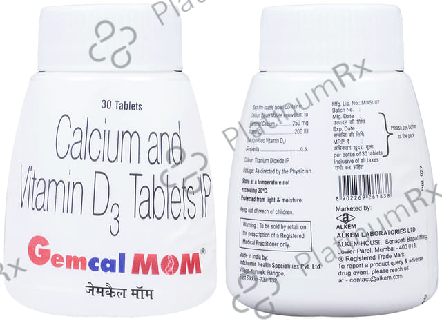 Gemcal Mom 1000mg/1000IU Tablet 30s