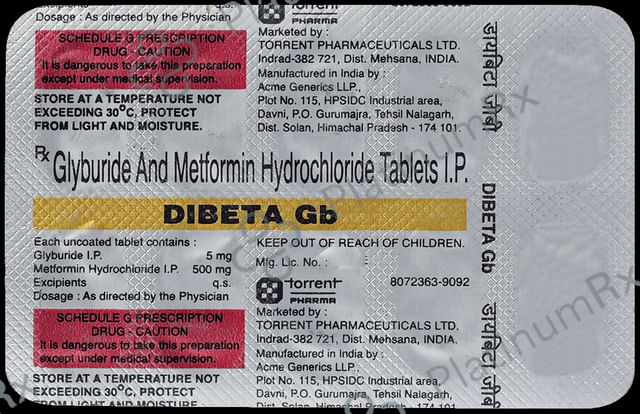 Dibeta GB 5/500mg Tablet 10s
