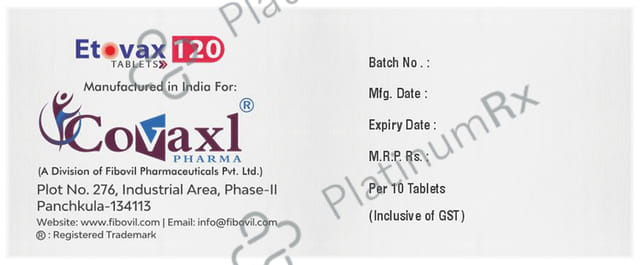 Etovax 120mg Tablet 10s Fibovil Pharmaceuticals Pvt. Ltd.