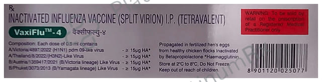 VaxiFlu 4 Vaccine 0.5ml