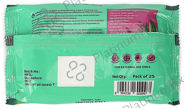 Herbatol Plus Skin Hygiene Wipes (25 Each) 1 Pack