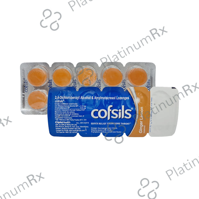 Cofsils 1.2/0.6mg Lozenges Lemon Ginger 10s