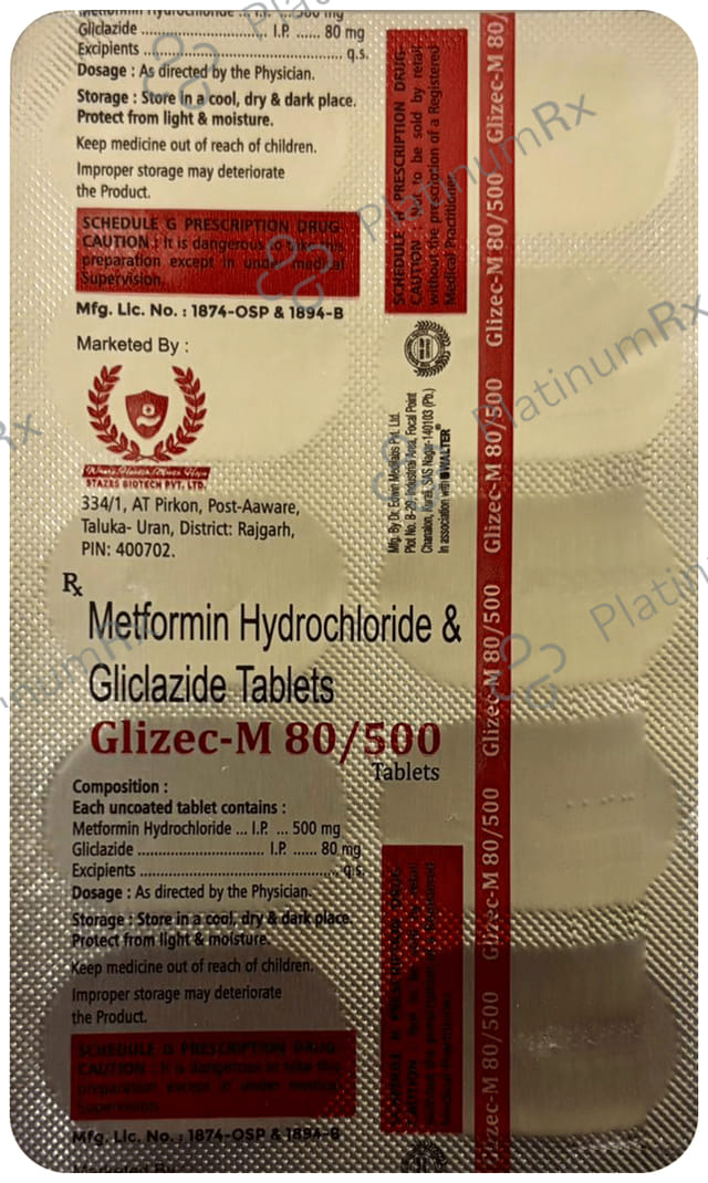 Glizec M 80/500mg Tablet 10s
