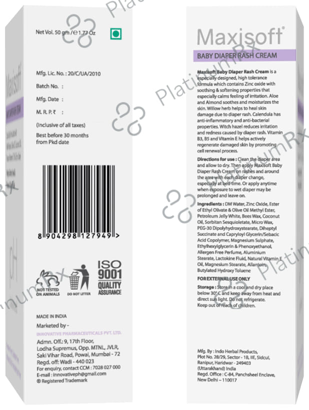Maxisoft Baby Diaper rash Cream (50gm Each) 4 Tubes