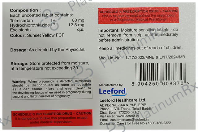 Telvilite H 80/12.5mg Tablet 10s
