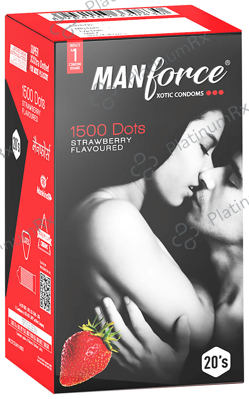 Manforce 1500 Dots Xotic Flavour Strawberry Condom 20s