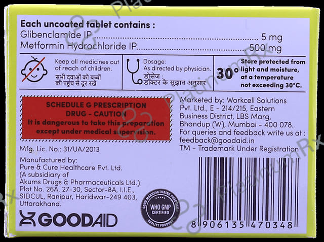 Glibenaid M 500/50mg Tablet 10s
