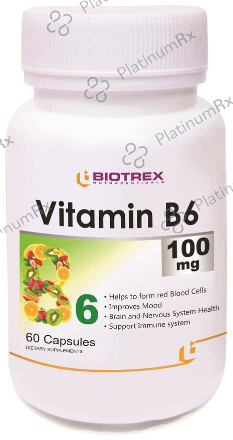 Biotrex Vitamin B6 100mg for Nervous System Support, RBC formation & Immunity - Capsule