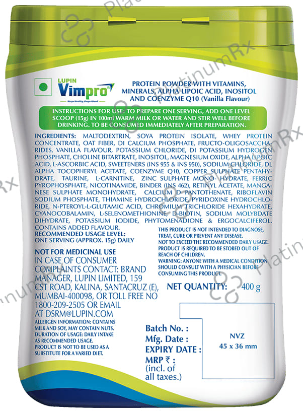 Vimpro Vanilla Powder 400gm