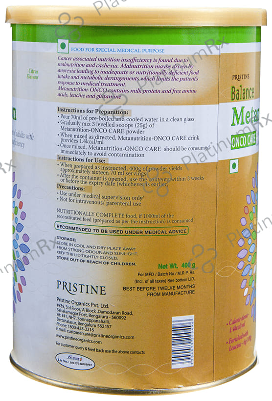 Pristine Balance Metanutrition Onco Care Powder Citrus