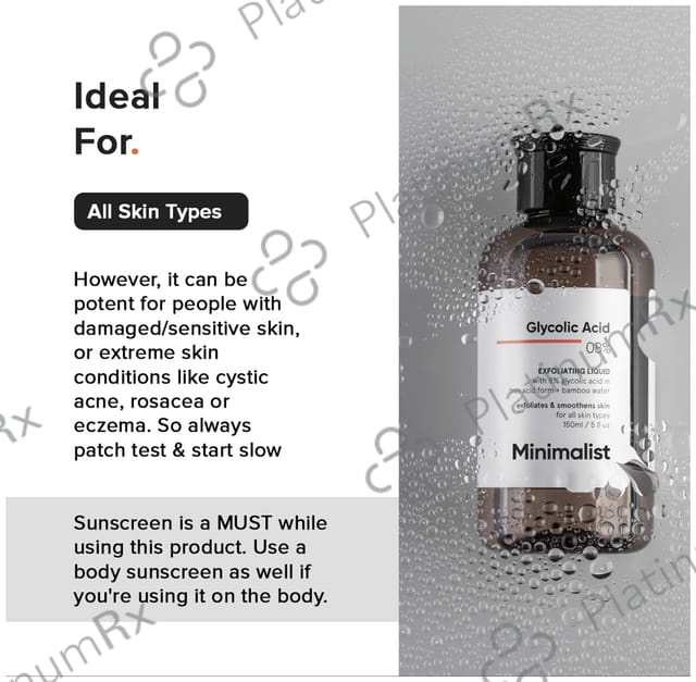 Minimalist 08% Glycolic Acid Exfoliating Exfoliates and Smoothens Skin Liquid 150ml