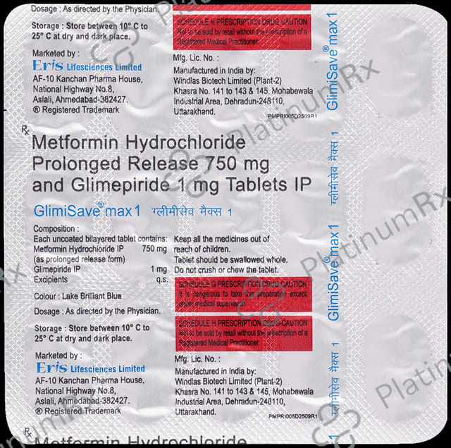 Glimisave Max 1/750mg Tablet PR 15s