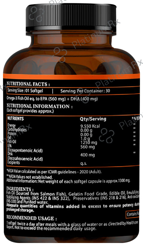 Nirvasa Omega 3 Salmon Fish Oil Triple Strength Softgels 30s