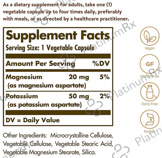 Solgar Potassium Magnesium Aspartate Vegetable Capsule