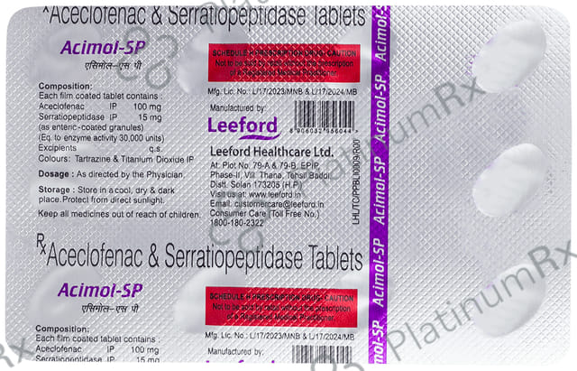 Acimol SP 100/15mg Tablet 10s