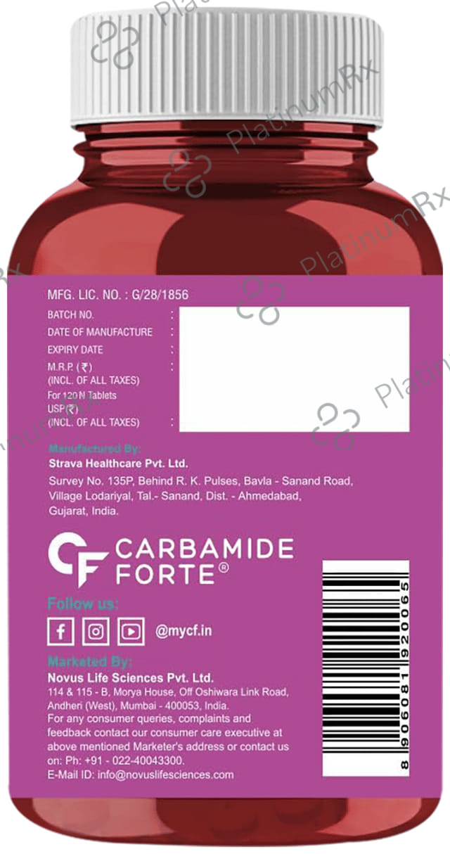 Carbamide Forte Biotin 10,000mcg Tablet for Skin, Hair & Nail Health 120 tablets