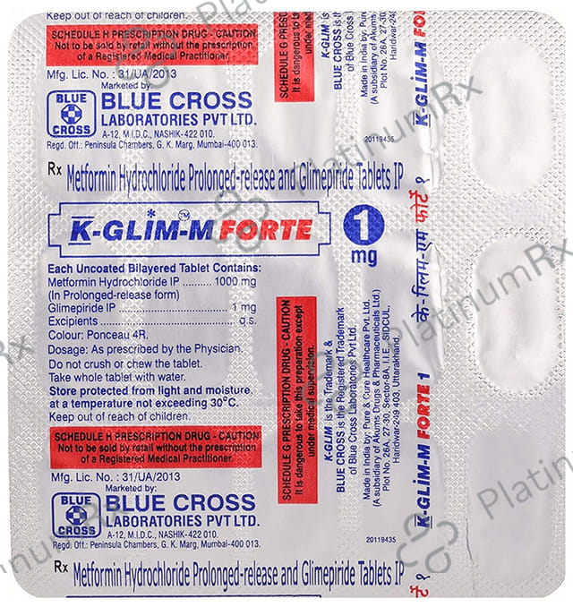 K Glim M Forte 1/1000mg Tablet PR 15s