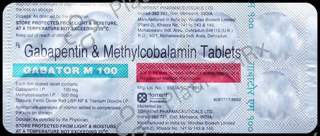 Gabator M 100mg/500mcg Tablet