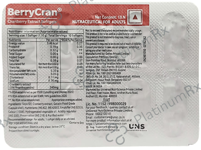 Berrycran High Strength Cranberry Extract Softgel
