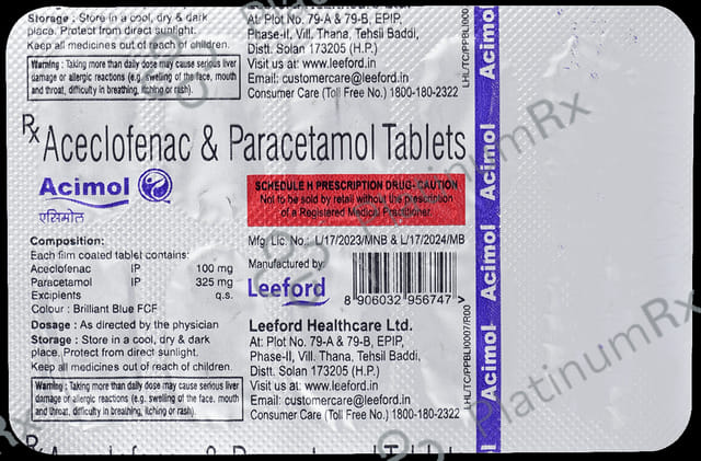 Acimol 100/325mg Tablet 10s