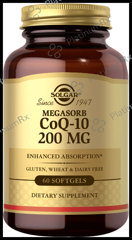 Solgar Megasorb CoQ 10 200mg Softgel - For Healthy Heart & Energy - Gluten & Dairy-Free