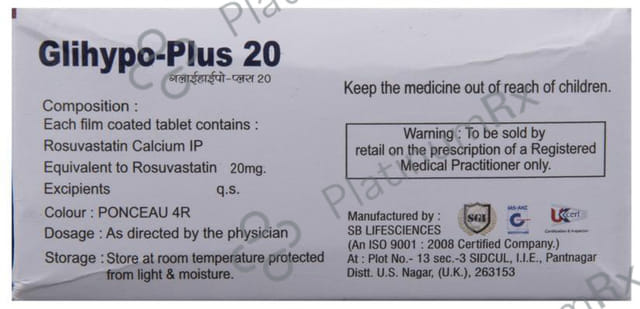 Glihypo Plus 20mg Tablet 10s