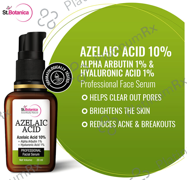 St.Botanica Azelaic Acid 10% + Alpha Arbutin 1% + Hyaluronic Acid 1% Professional Facial Serum