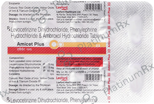 Amicet Plus 60/5/5mg Tablet 10s