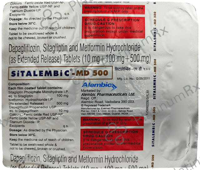 Sitalembic MD 10mg/500mg/100mg Tablet 15s