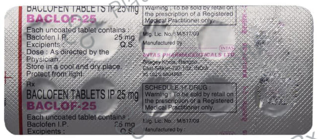 Baclof 25mg Tablet 10s