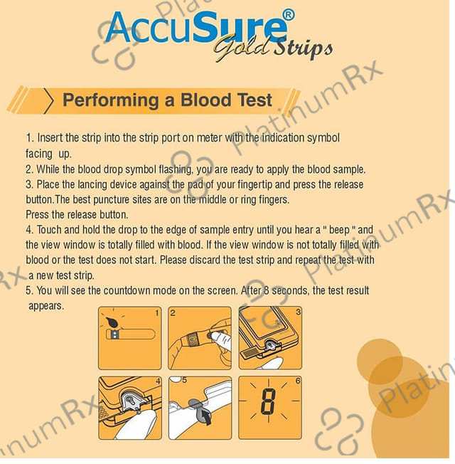 AccuSure Gold Blood Glucose Test Strip (Only Strip)