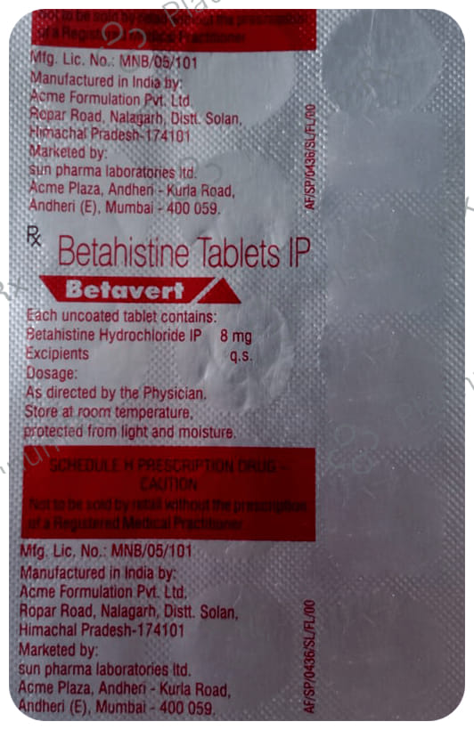 Betavert 8mg Tablet 15s