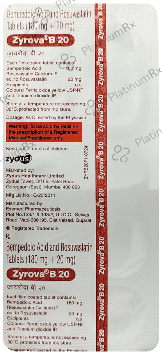 Zyrova B 20/180mg Tablet 10s