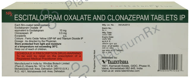 Escitalent Plus 0.5/10mg Tablet 10s