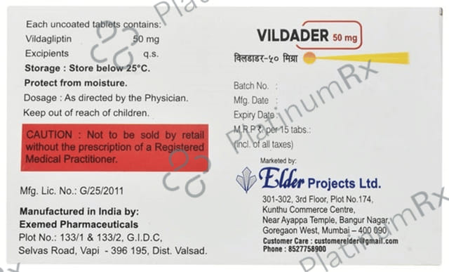 Vildader 50mg Tablet 15 tablets