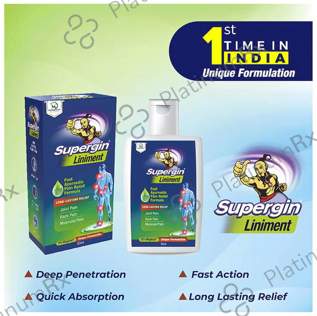 Supergin Liniment Fast Ayurvedic Pain Relief Formula 50 Liniment
