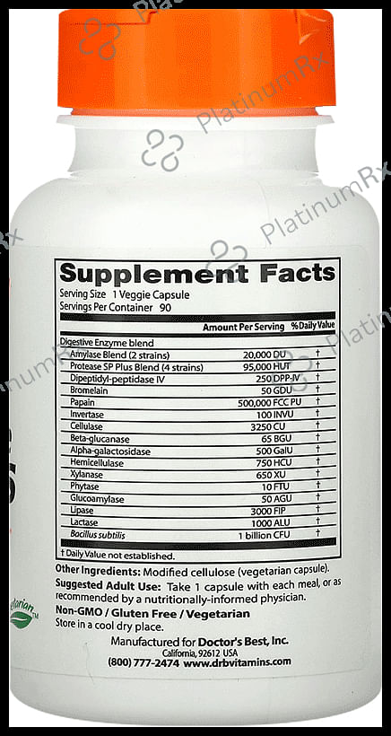 Doctor's Best Digestive Enzymes Veggie Capsule - For Healthy Digestion