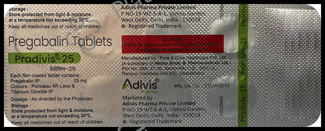 Pradivis 25mg Tablet 10s