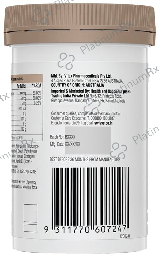 Swisse Ultiboost Vegan Calcium + Vitamin D - Tablet for Healthy Bones & Muscles