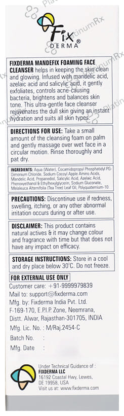 Fixderma Mandefix Foaming Face Cleanser 50 ml