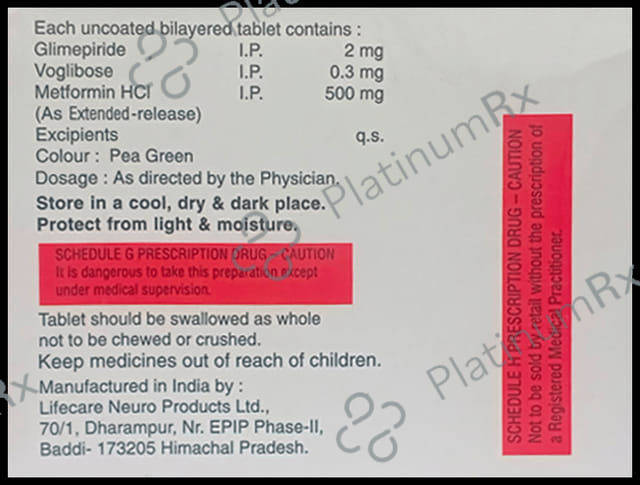 Voglitum Trio 0.3/2/500mg Tablet ER 10s