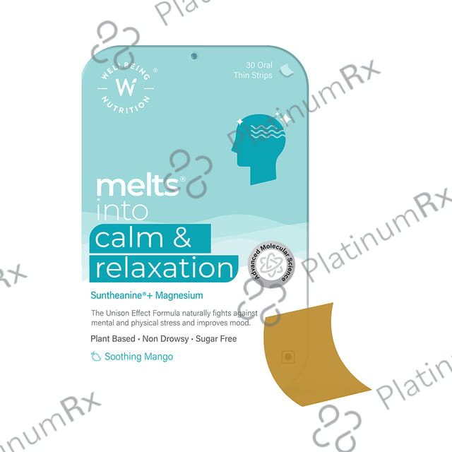 Wellbeing Nutrition Melts into Calm & Relaxation - Sugar Free Oral Thin Strips - Flavour Soothing Mango