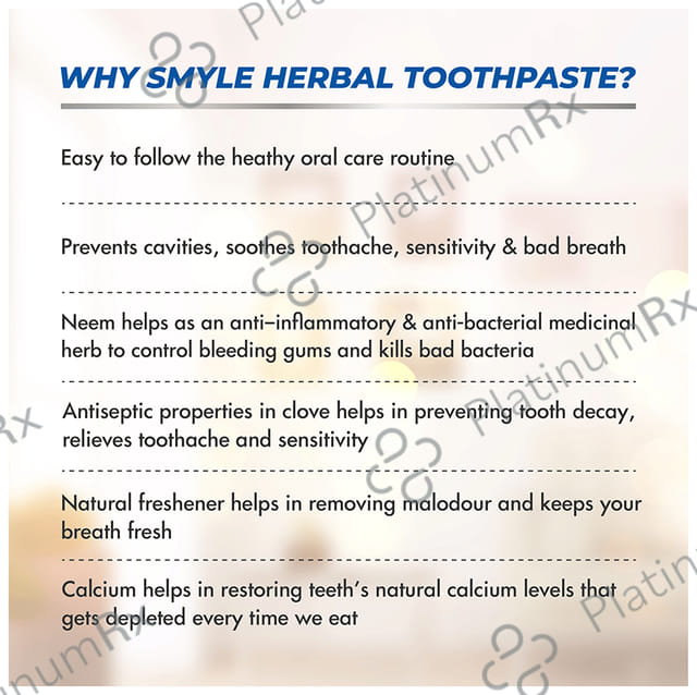 Smyle Herbal Toothpaste (100gm Each) 1 Tube