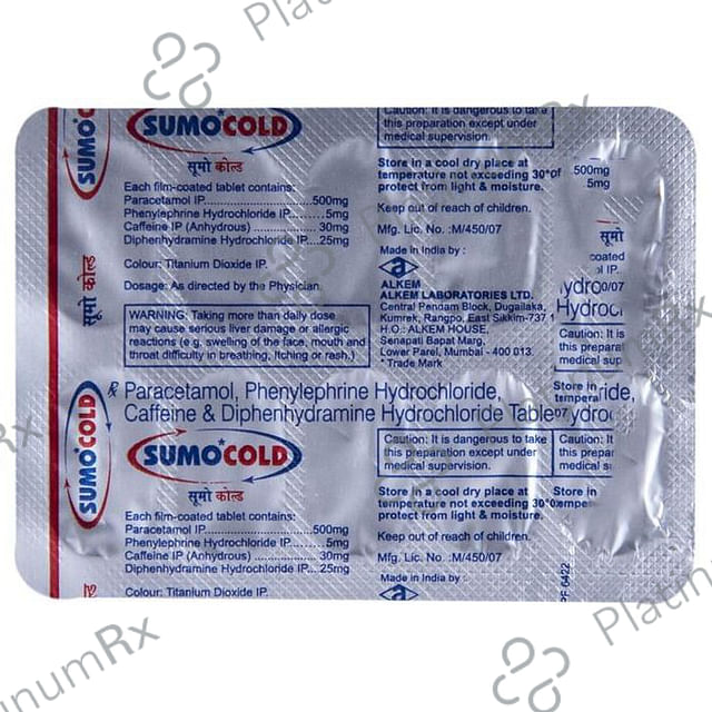 Sumo Cold 30/25/500/5mg Tablet 10s