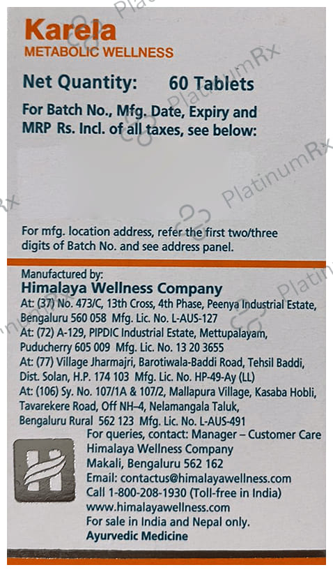 Himalaya Wellness Pure Herbs Karela Metabolic Wellness Tablet - Helps Regulate Glucose & Blood Sugar