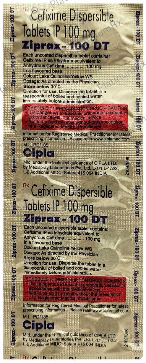 Ziprax DT 100mg Tablet 10s