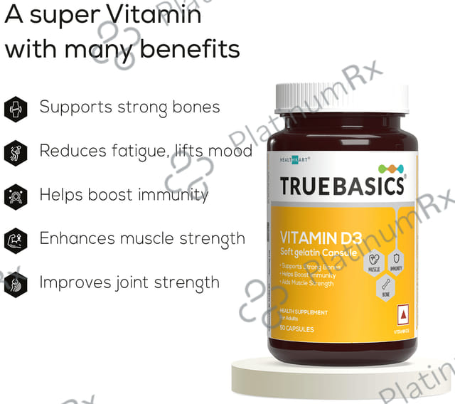 TrueBasics Vitamin D3 2000IU Soft Gelatin Capsule 50s